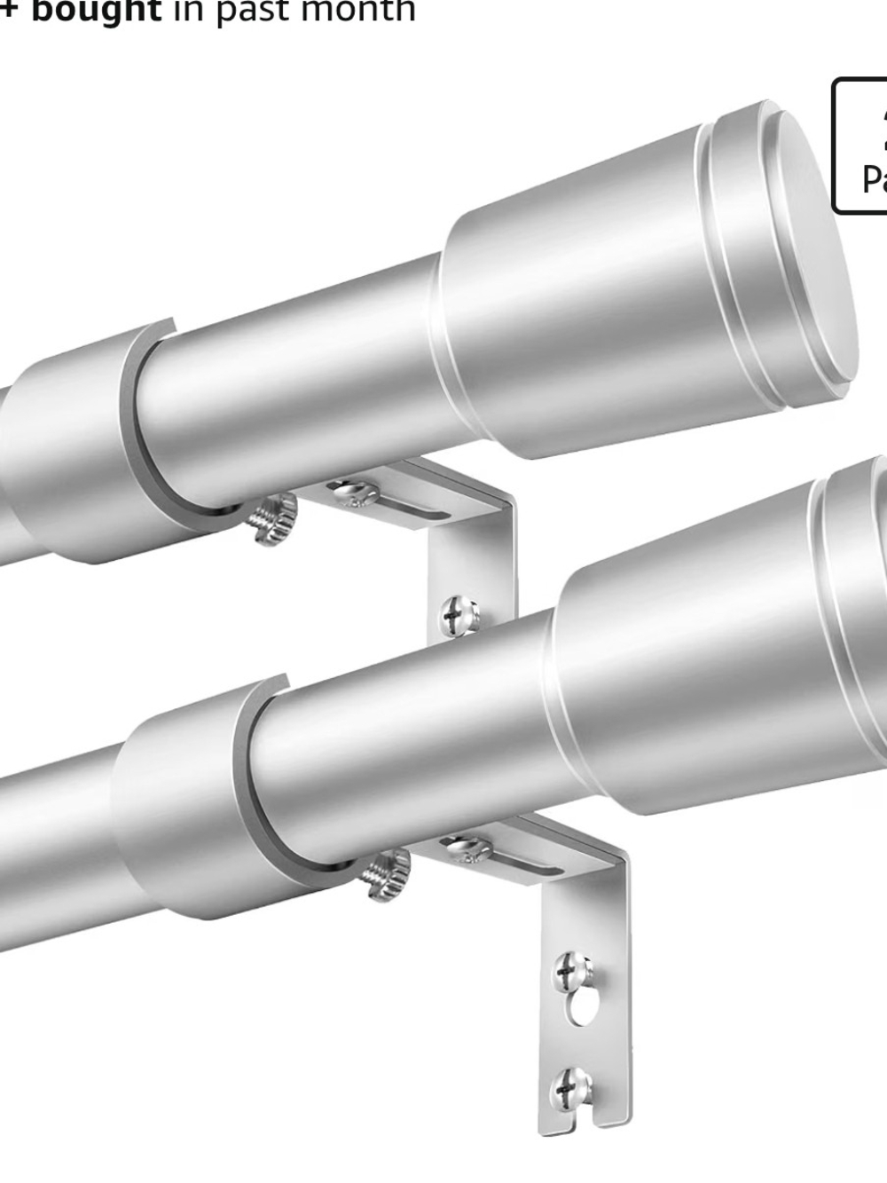 Aluminum Double Curtain Rod Set - Silver